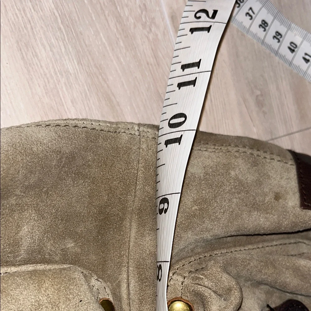 Mi Mu olive green/beige suede unisex Messenger Bag
